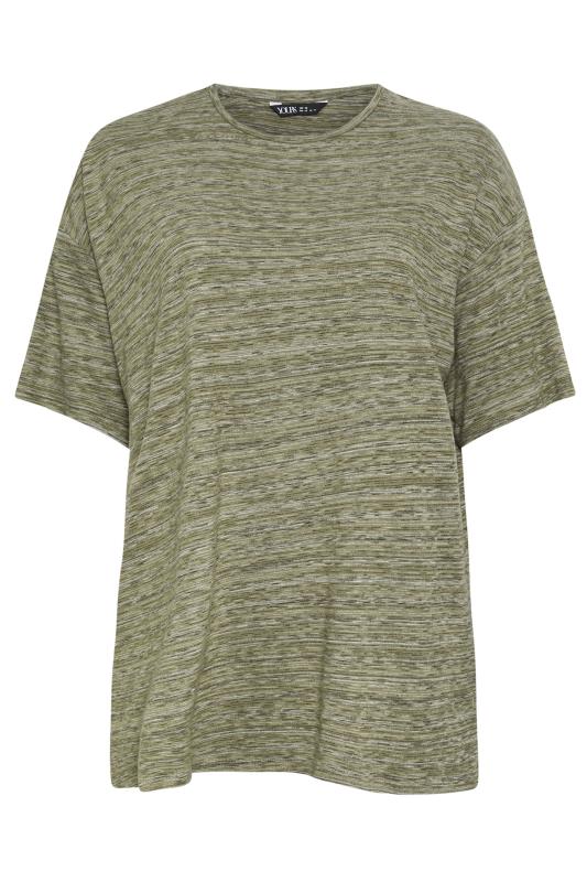 YOURS Plus Size Green Striped Oversized T-Shirt | Yours Clothing 5