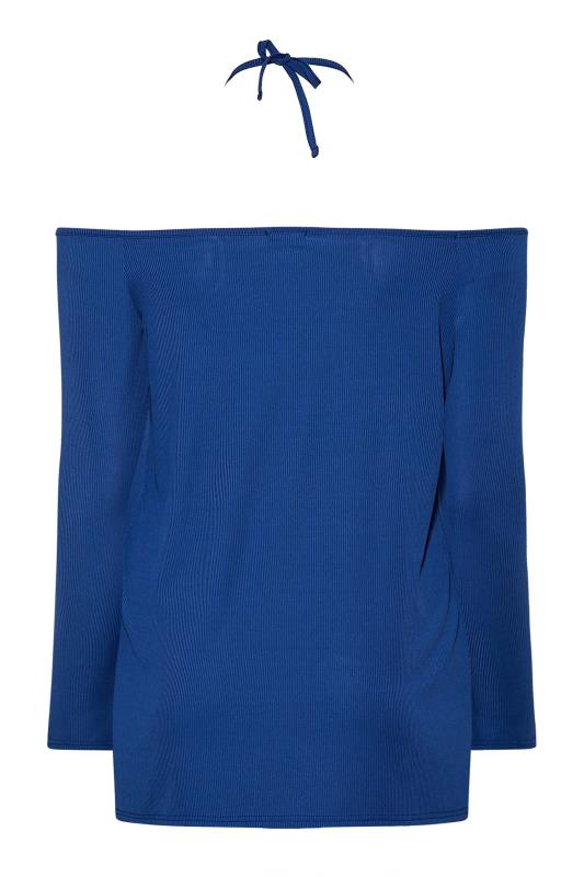 LIMITED COLLECTION Plus Size Blue Tie Neck Cold Shoulder Top | Yours Clothing 8