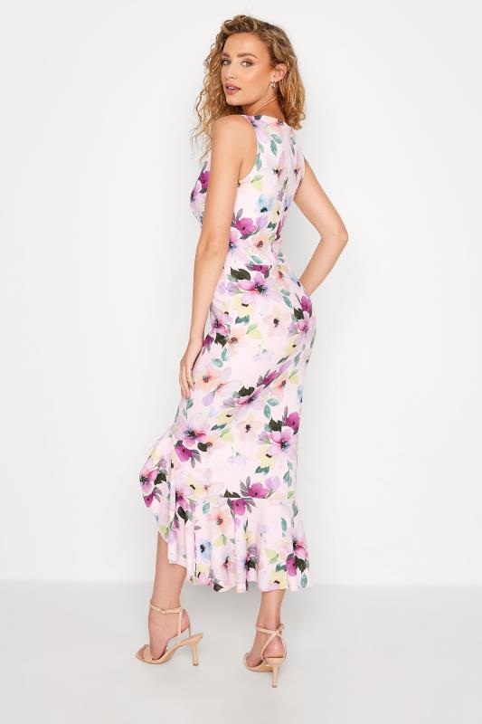 LTS Tall Women's Pink Floral Print Ruffle High Low Bodycon Dress | Long Tall Sally 3