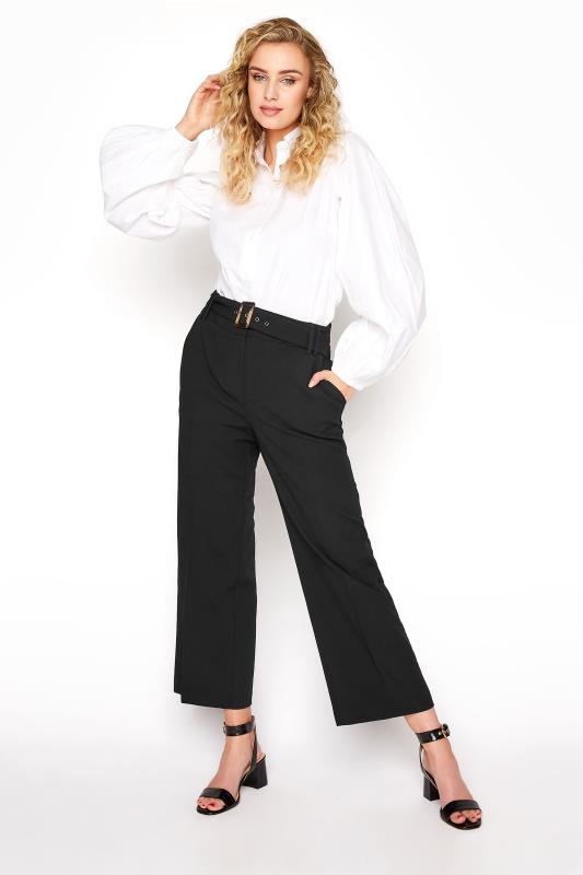 Tall Black Belted Culotte Trousers 1