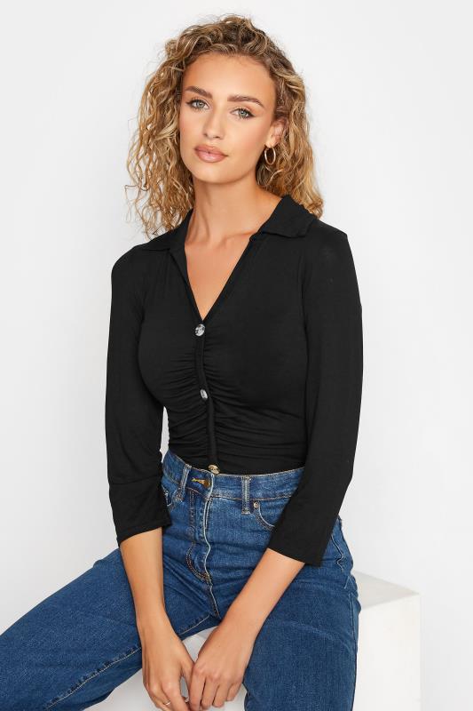 LTS Tall Black Ruched Long Sleeve Bodysuit 4