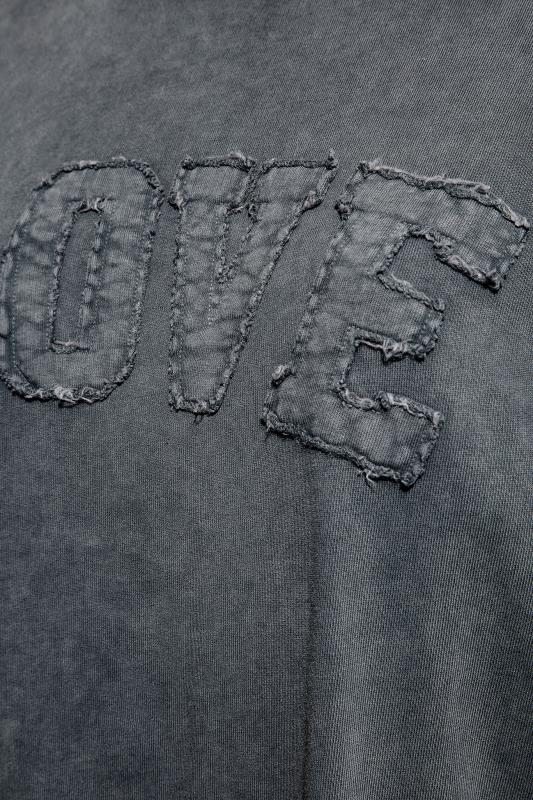Curve Grey Acid Wash 'Love' Slogan Sweatshirt 5