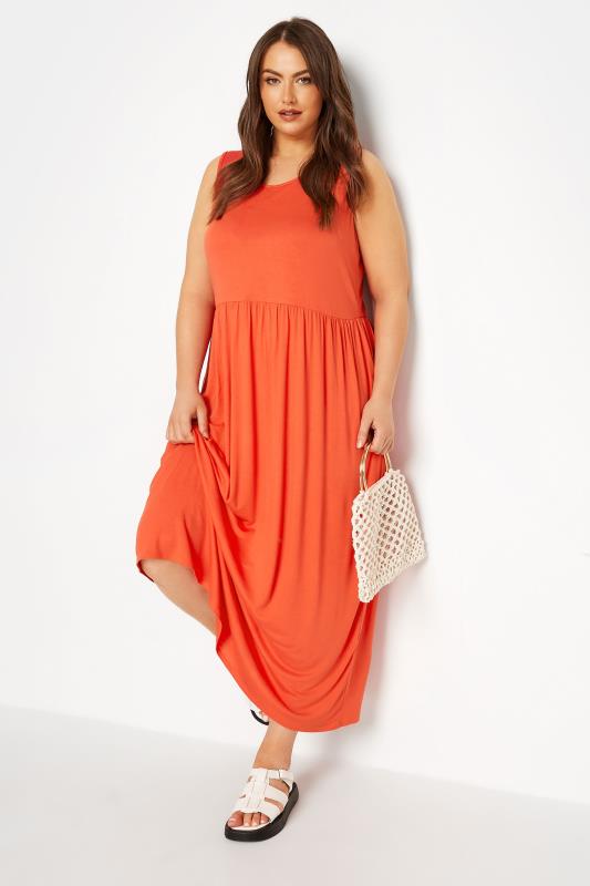 LIMITED COLLECTION Curve Orange Sleeveless Pocket Maxi Dress_B.jpg