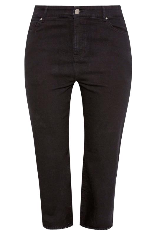Plus Size Black Stretch Wide Leg Cropped Jeans | Yours Clothing 5