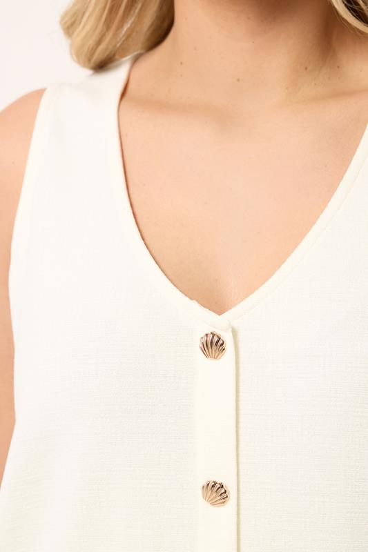 YOURS Plus Size White Shell Detail Vest Top | Yours Clothing 4