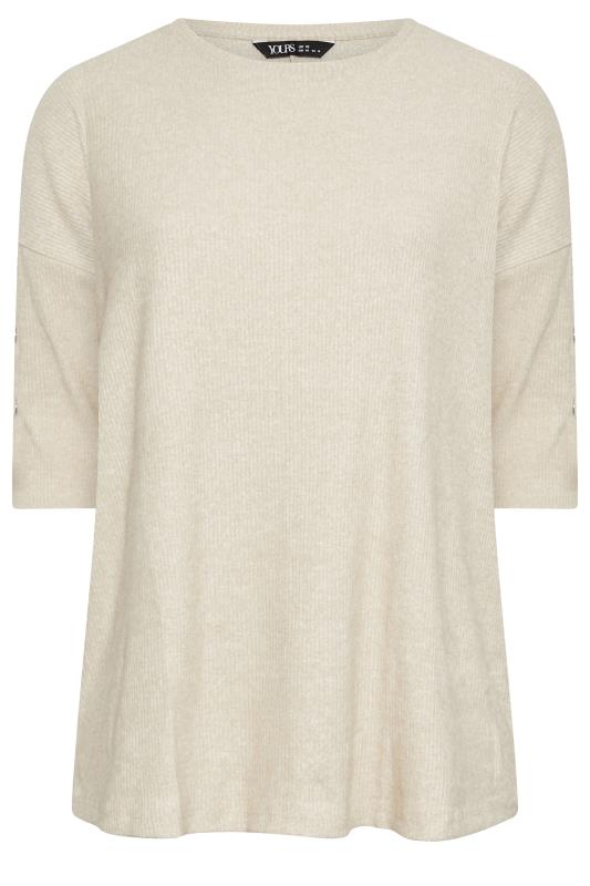 YOURS Plus Size Beige Brown Soft Touch Button Jumper | Yours Clothing 5