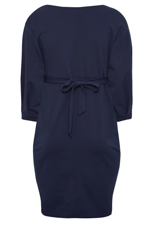 YOURS LONDON Plus Size Navy Blue Drop Shoulder Wrap Dress | Yours Clothing 7