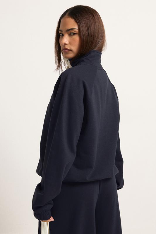 PixieGirl Petite Women's Navy Blue Funnel Neck Sweatshirt | PixieGirl 2
