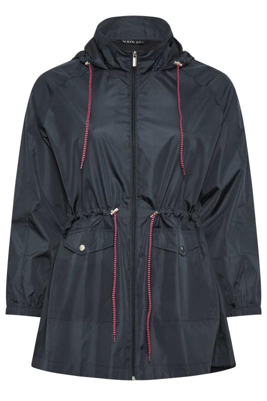 YOURS Plus Size Navy Blue Drawstring Lightweight Parka Jacket | Yours Clothing 5