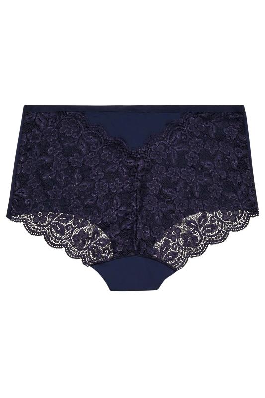 Plus Size Navy Blue Lace Back High Waisted Knickers | Yours Clothing 4