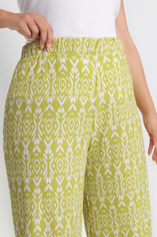 YOURS Plus Size Yellow Ikat Print Textured Wide Leg Trousers | Yours Clothing 4