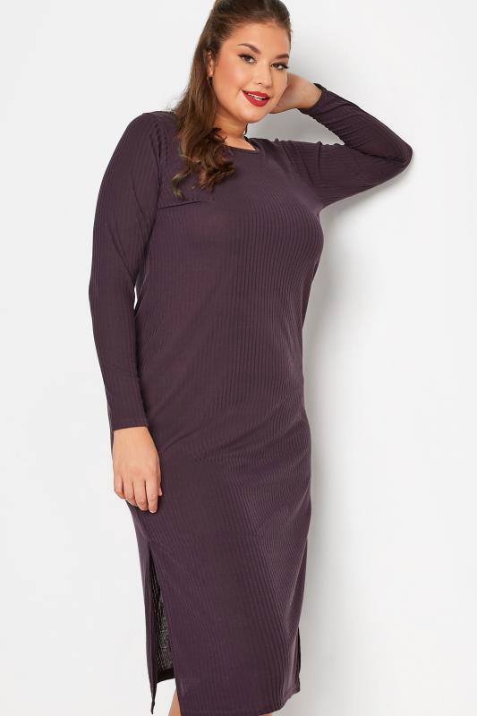 LIMITED COLLECTION Plus Size Purple Ribbed Dress | Yours Clothing 4