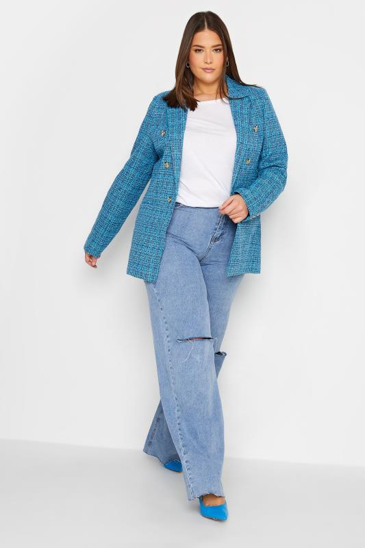 LTS Tall Women's Blue Boucle Blazer | Long Tall Sally  2