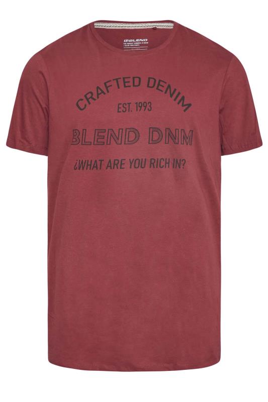 BLEND Big & Tall Burgundy Red 'Crafted' Print T-Shirt | BadRhino 2