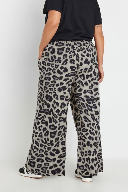 YOURS Plus Size Grey Leopard Print Wide Leg Trousers | Yours Clothing  4