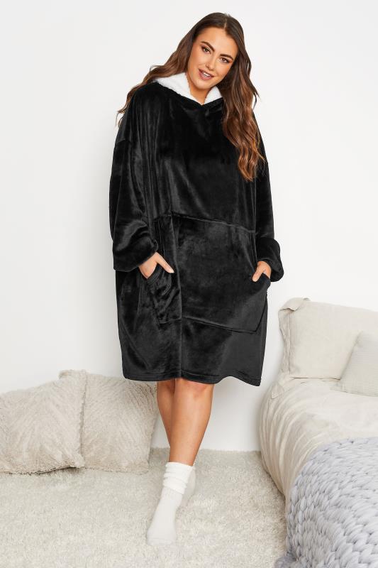 Plus Size Black Snuggle Hoodie | Yours Clothing 1