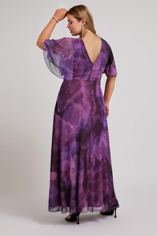 YOURS LONDON Curve Purple Abstract Print Wrap Maxi Dress | Yours Clothing 3