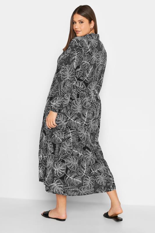 YOURS Plus Size Black Leaf Print Shirt Dress | Yours Clothing 3