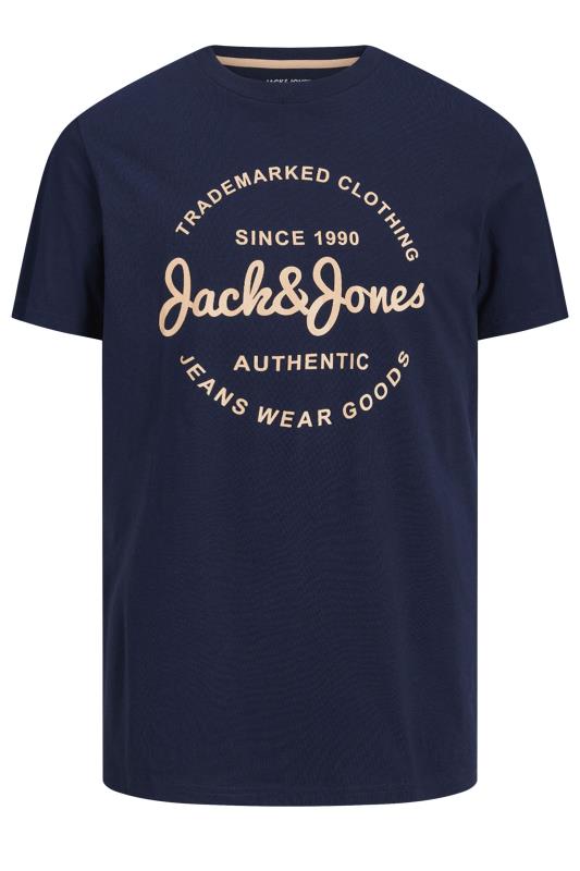 JACK & JONES Big & Tall Navy Blue Short Sleeve T-Shirt | BadRhino 2