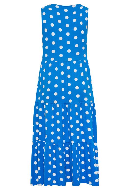 YOURS Curve Plus Size Cobalt Blue Polka Dot Print Sleeveless Maxi Dress | Yours Clothing  7
