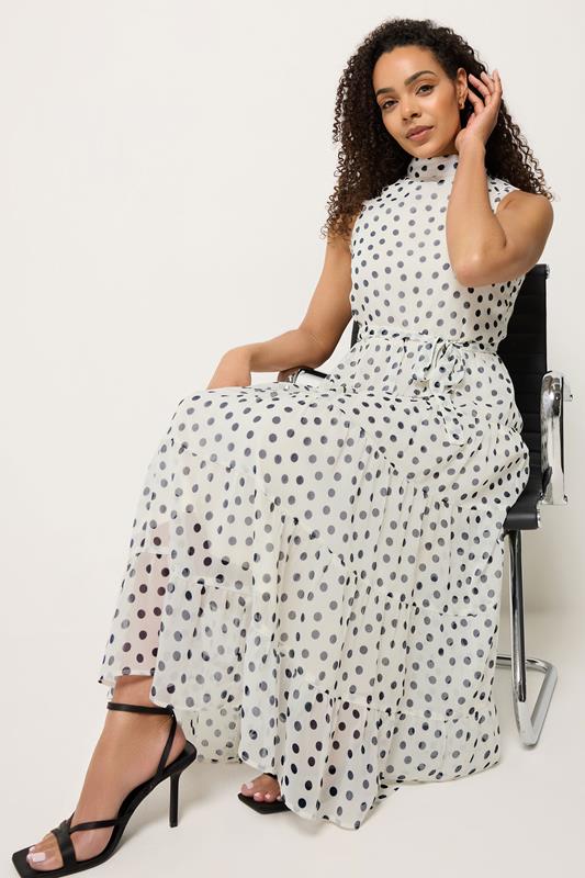 M&Co White Spot Print Tiered Chiffon Midi Dress | M&Co 2