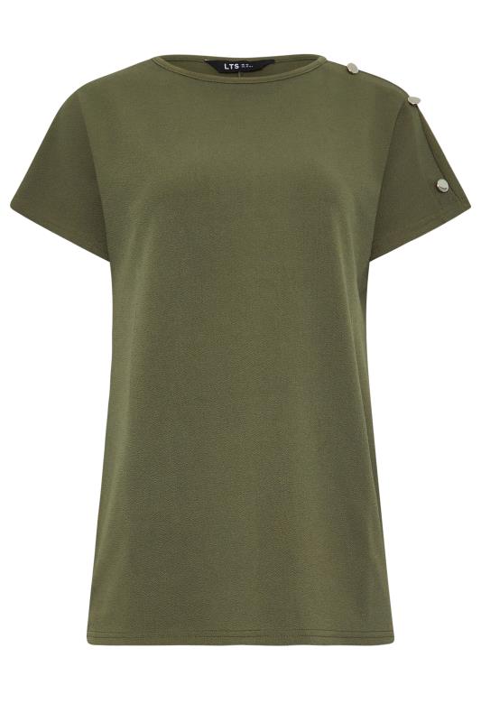 LTS Tall Khaki Green Shoulder Button Detail Top | Long Tall Sally 5