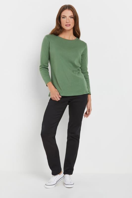 M&Co Green Long Sleeve Cotton Blend Top | M&Co  2