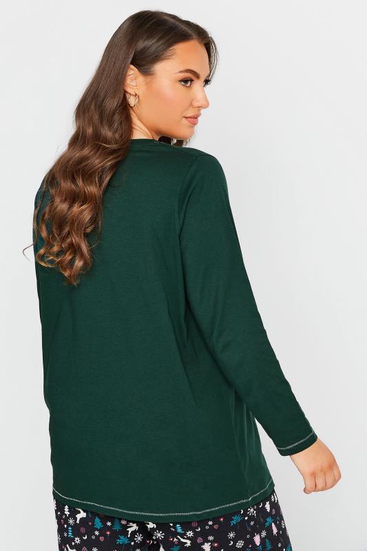 Plus Size Forest Green Long Sleeve Pyjama Top | Yours Clothing  2