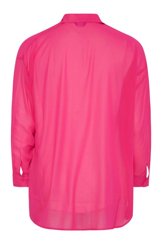 Plus Size Hot Pink Sheer Beach Shirt | Yours Clothing 5