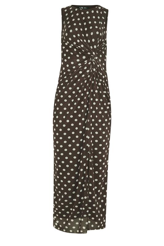 LTS Tall Women's Chocolate Brown Polka Dot Twist Maxi Dress | Long Tall Sally 5