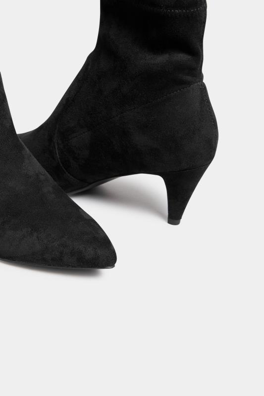 LTS Black Heeled Kitten Boots In Standard D Fit 5