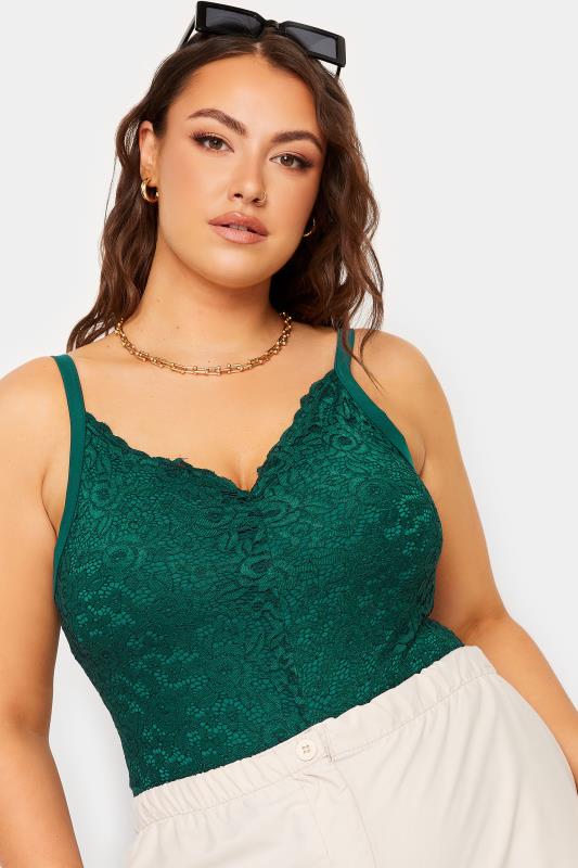 Plus Size LIMITED COLLECTION Green Lace Bodysuit | Yours Clothing 4