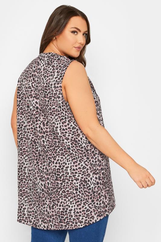 Plus Size Pink Leopard Print Pleat Detail Top | Yours Clothing  3