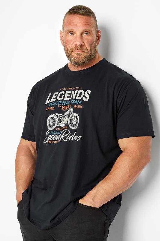  Grande Taille ESPIONAGE Big & Tall Navy Blue 'Legends' Graphic Print T-Shirt