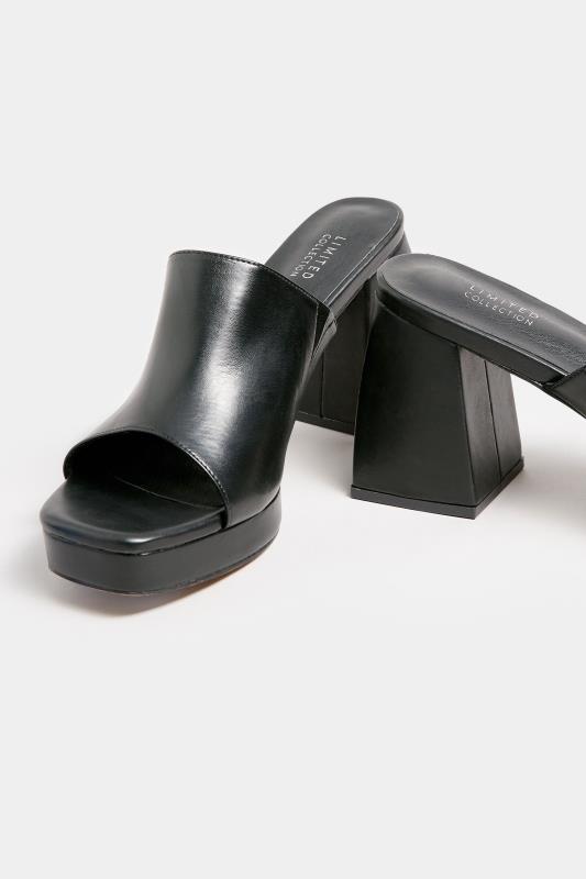 LIMITED COLLECTION Plus Size Black Platform Block Mule Sandal Heels In Wide E Fit | Yours Clothing  5