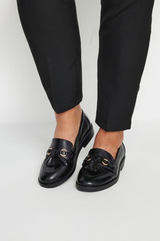 Black Tassel Detail Loafers In Extra Wide EEE Fit | Yours Clothing 1
