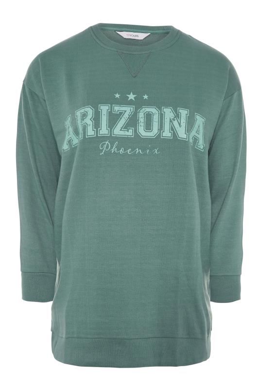 Curve Sage Green 'Arizona' Slogan Sweatshirt 6