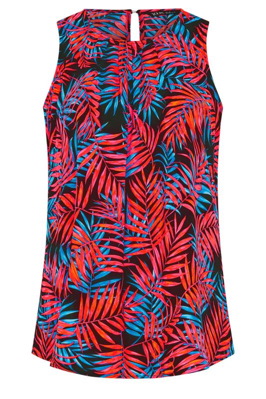 YOURS Plus Size Red Tropical Print Pleated Vest Top | Yours Clothing 6