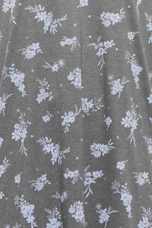 Plus Size Grey Sparkle Floral Print Placket Nightdress | Yours Clothing  5