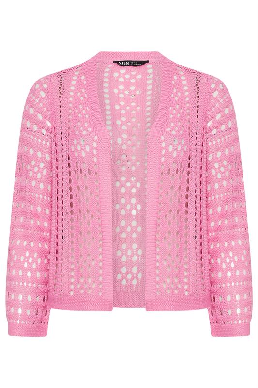 YOURS Plus Size Pink Chunky Knit Cardigan | Yours Clothing 5