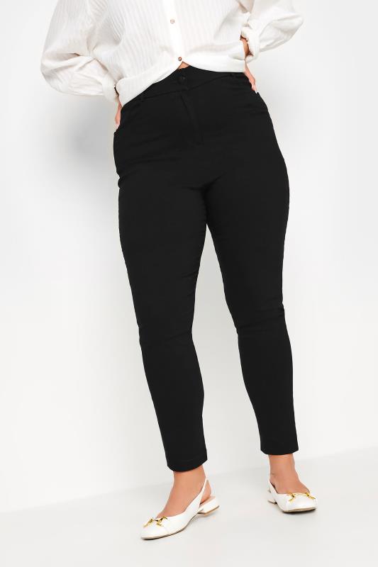  Grande Taille YOURS Curve Black Bengaline Slim Leg Stretch Trousers