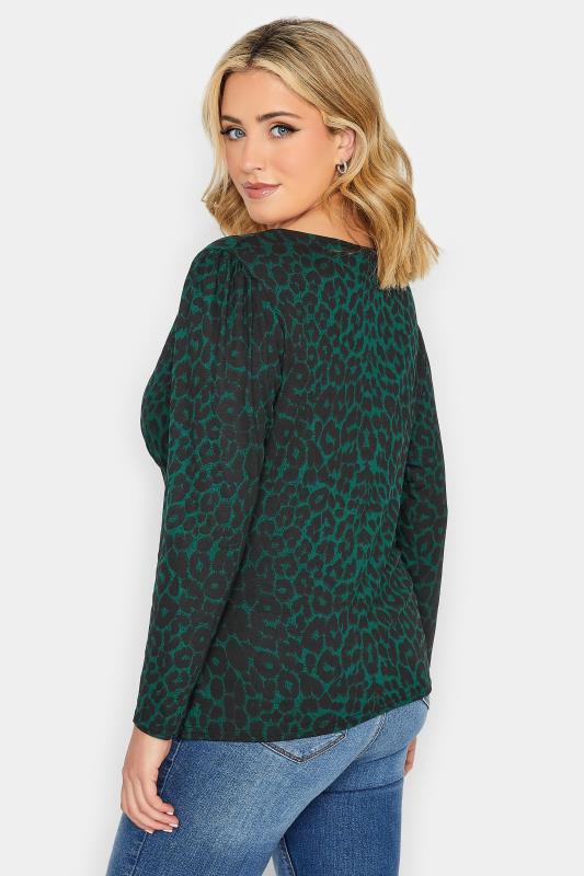 YOURS PETITE Curve Plus Size Green Animal Print Long Sleeve Top | Yours Clothing  3