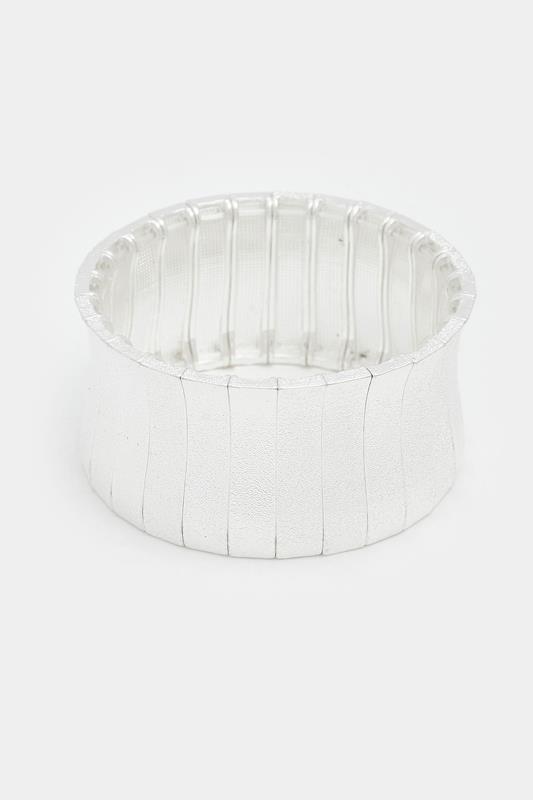  Silver Tone Statement Stretch Bracelet