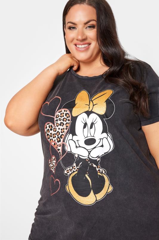 DISNEY Curve Charcoal Grey Minnie Mouse Glitter Graphic T-Shirt 4