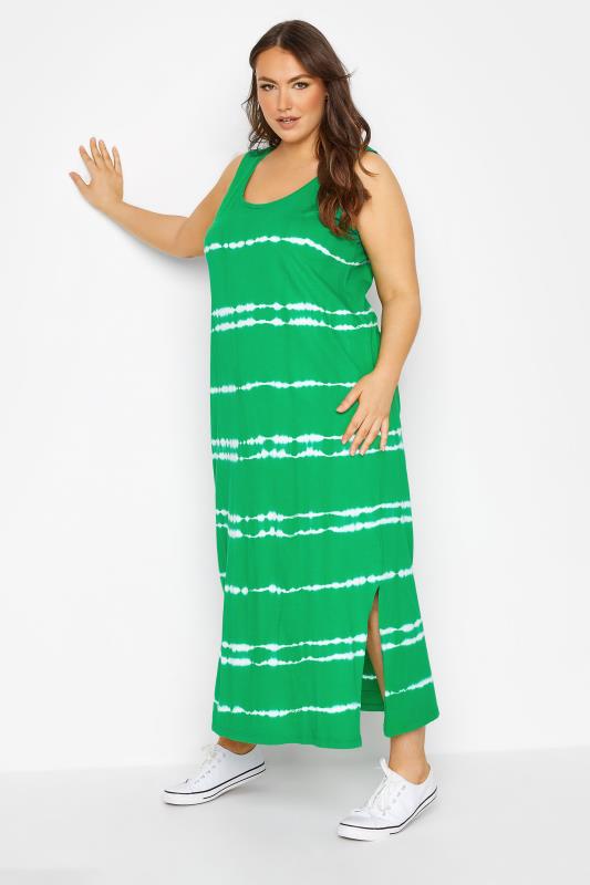 Plus Size Green Tie Dye Maxi Dress | Yours Clothing 2