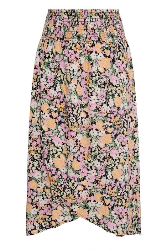 Curve Pink Floral Shirred Waist Maxi Skirt 6