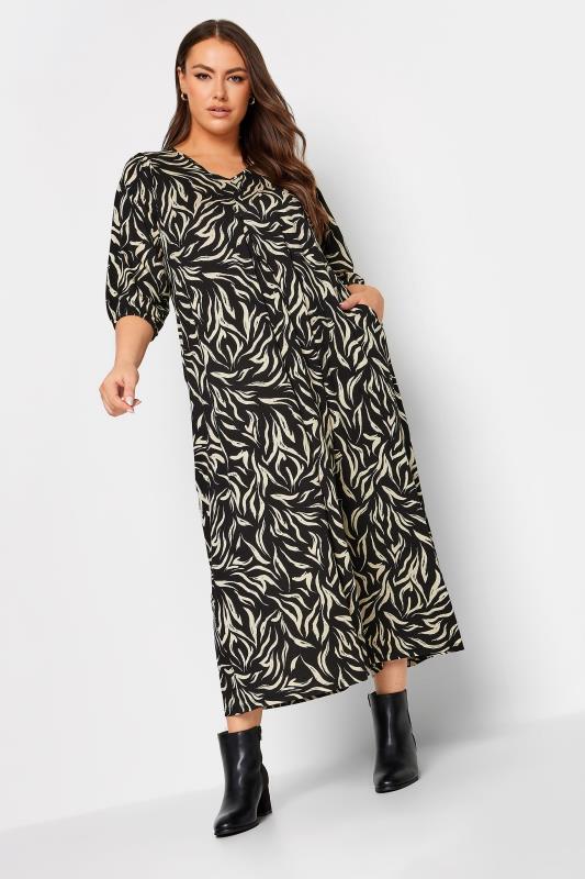  Tallas Grandes YOURS Curve Black Zebra Print Maxi Dress