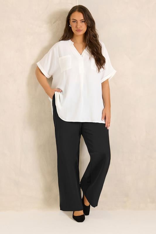 EVANS Plus Size Black Wide Leg Formal Trousers | Evans 2