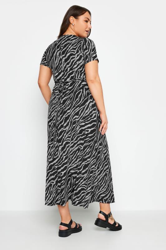 YOURS Plus Size Black Zebra Print Wrap Maxi Dress | Yours Clothing 3