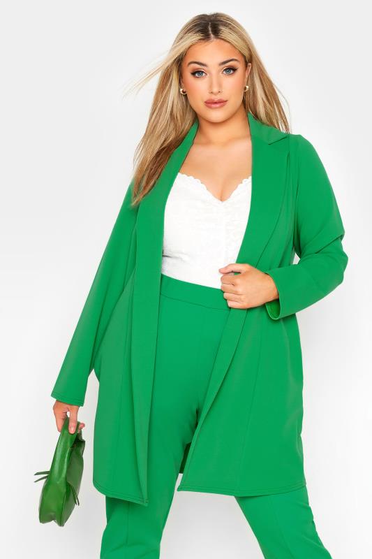 Plus Size  LIMITED COLLECTION Curve Apple Green Scuba Blazer